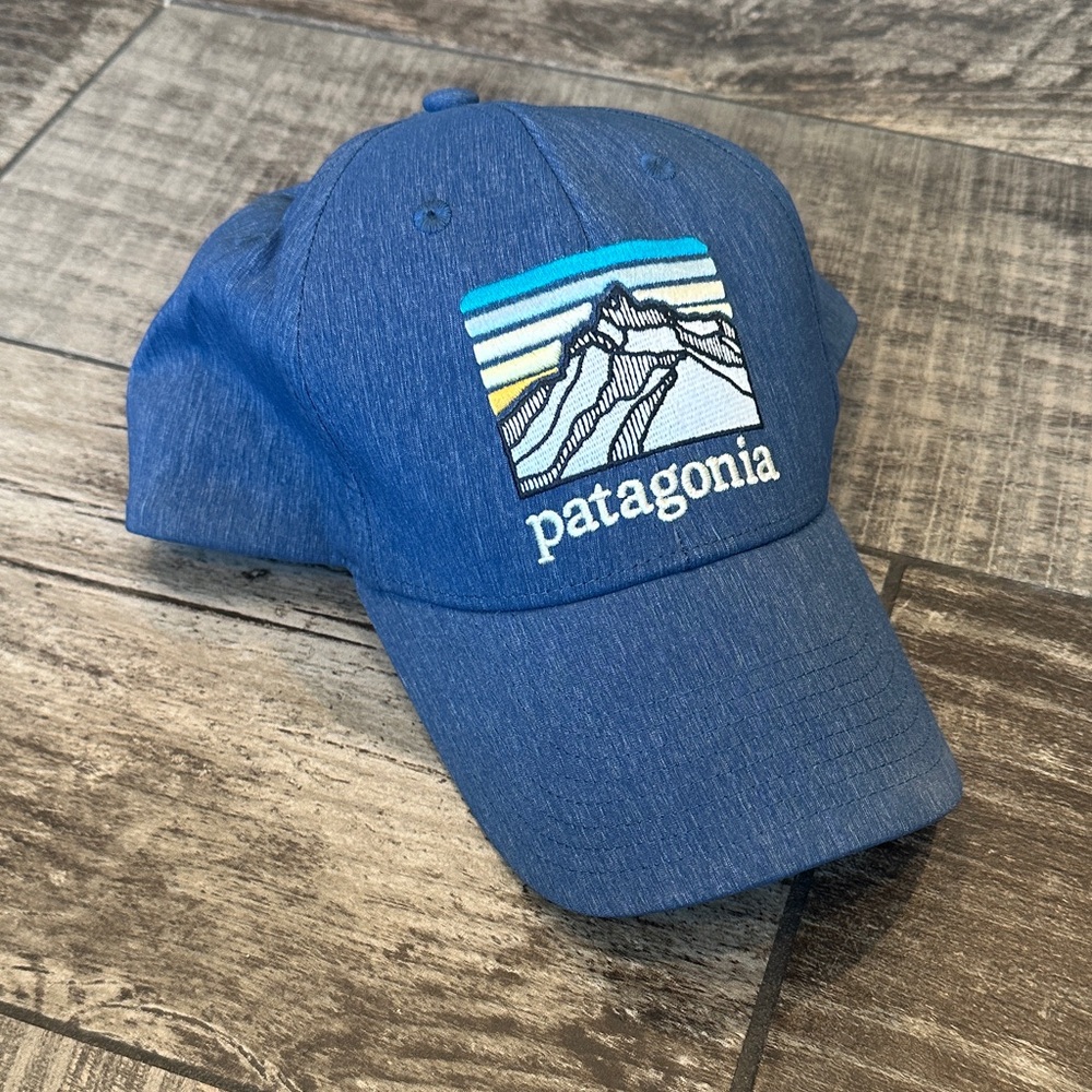 Patagonia Mountain Design Blue Baseball Cap Hat Snap Back Adjustable